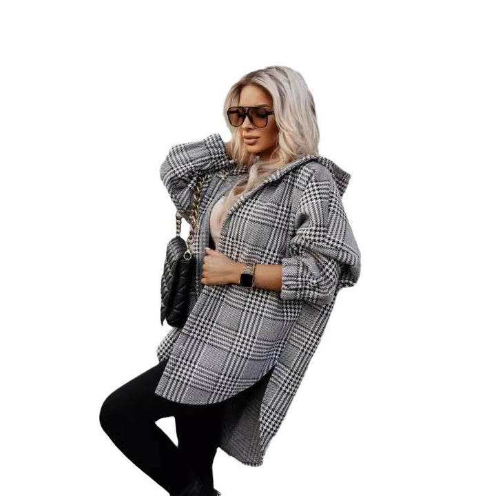 Oversized shirt dress for women with a modern check pattern Lune London