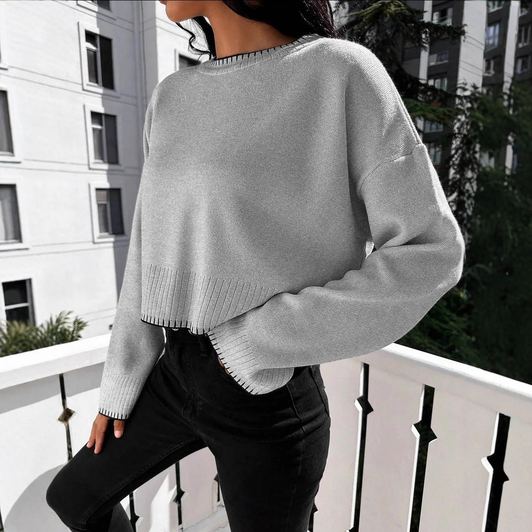 Lune Londonl women's casual cropped sweater with fine ribbed knit