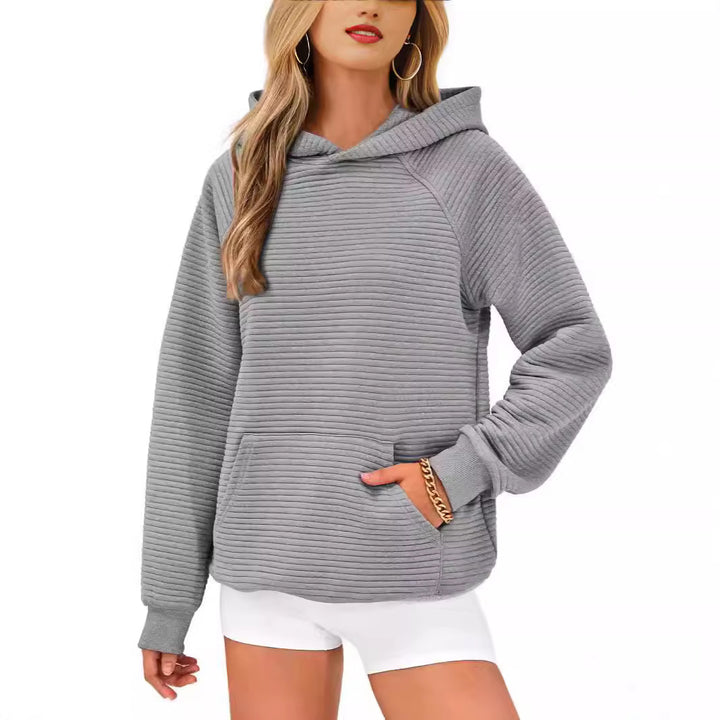 Cozy honeycomb sweater for women with hood and kangaroo pocket Lune London