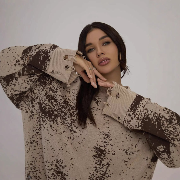 Casual knit sweater for women with trendy tear details Lune London