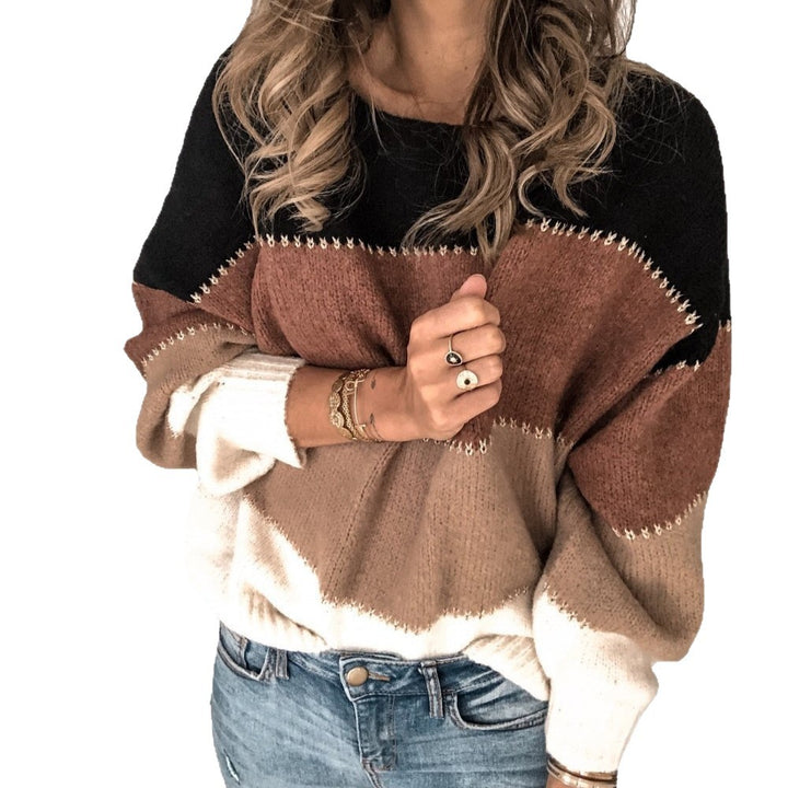 Pull en tricot pour femmes avec un design moderne en blocs de couleurs et une coupe décontractée Chic & Stil