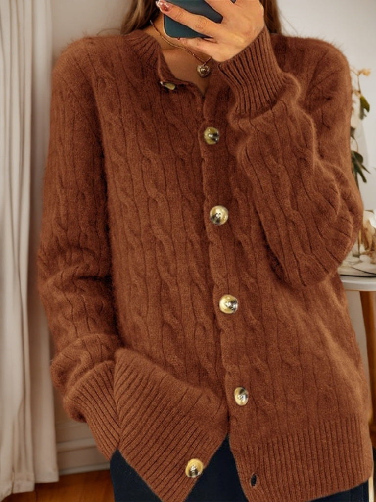 Cashmere jacket for women with button closure and structured twisted pattern Lune London