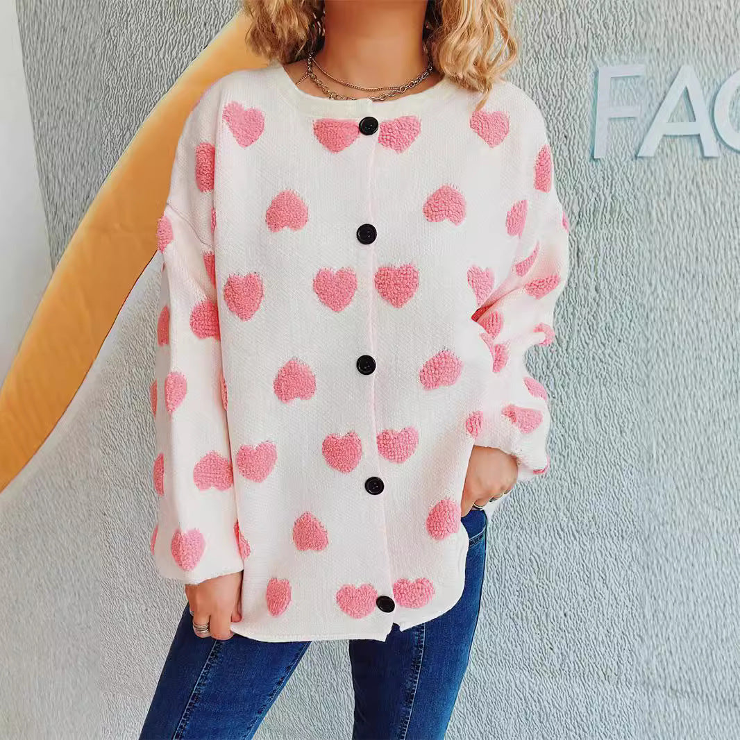 Cardigan femmes avec motif cœur et détails de boutons Chic & Stil