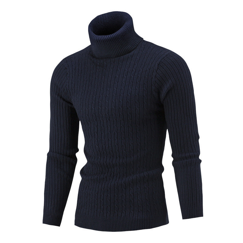 Men's Turtleneck Sweater In Classic Ribbed Pattern Lune London
