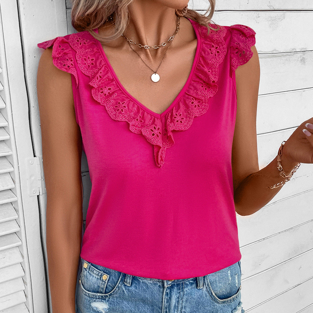 Sleeveless tank top for women with lace Lune London