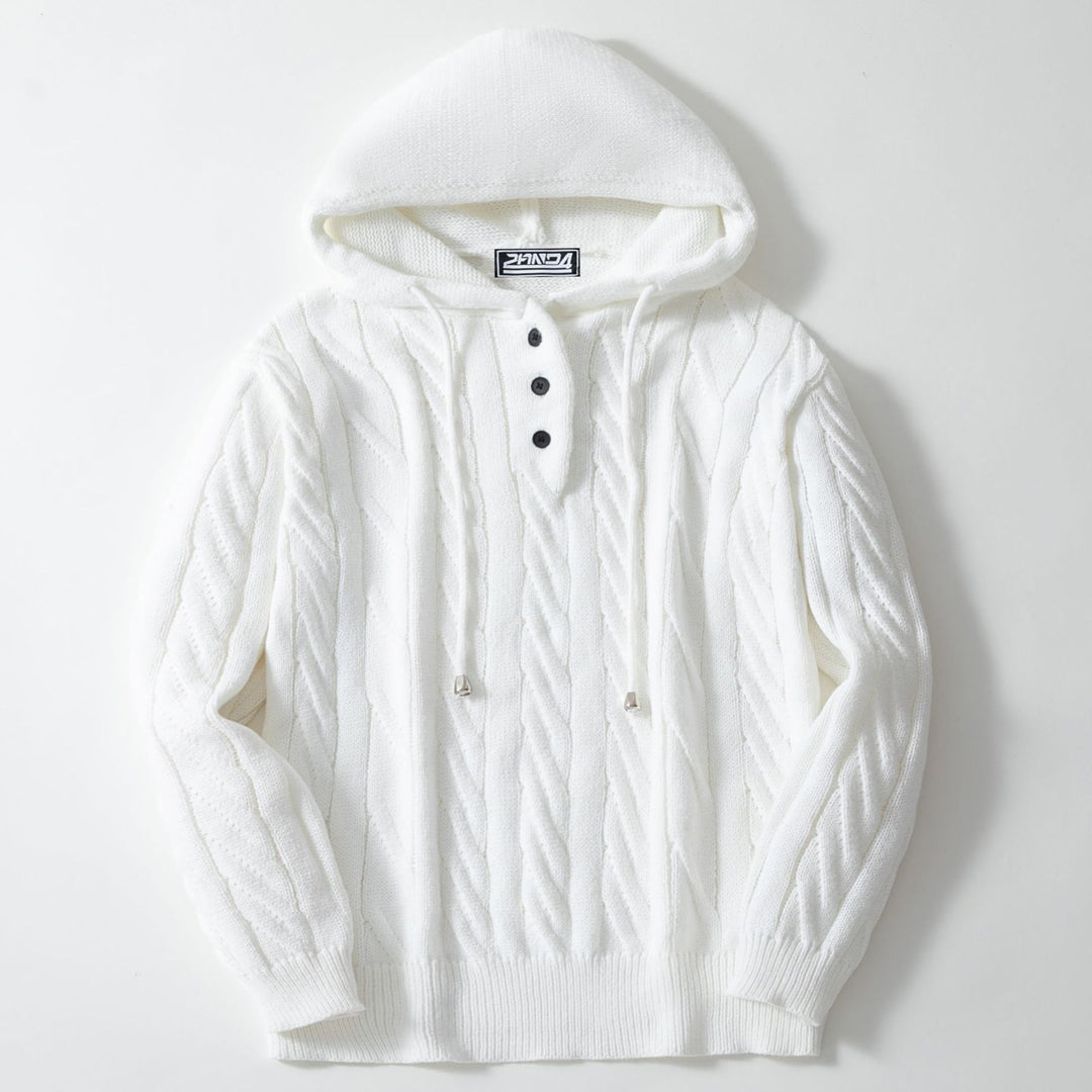 Men's knitted hoodie with textured braid pattern Lune London