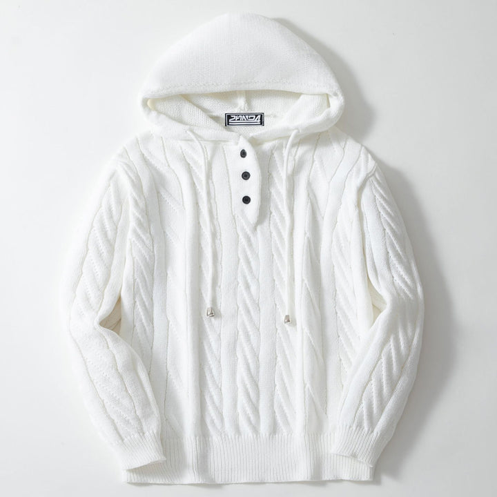 Men's knitted hoodie with textured braid pattern Lune London