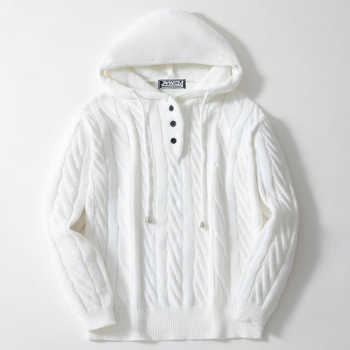 Men's knitted hoodie with textured braid pattern Lune London