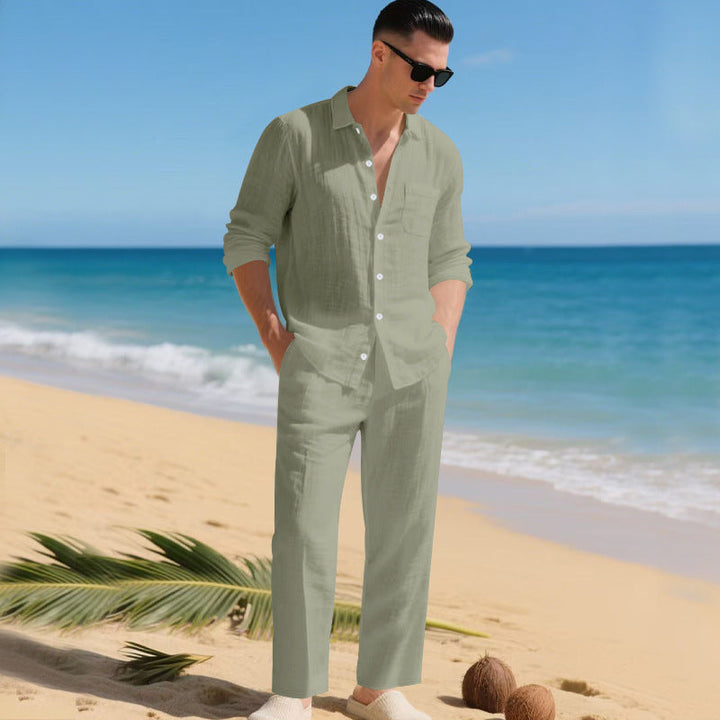 Men's Lightweight Linen Outfit with Stylish Shirt and Elegant Pants Lune London
