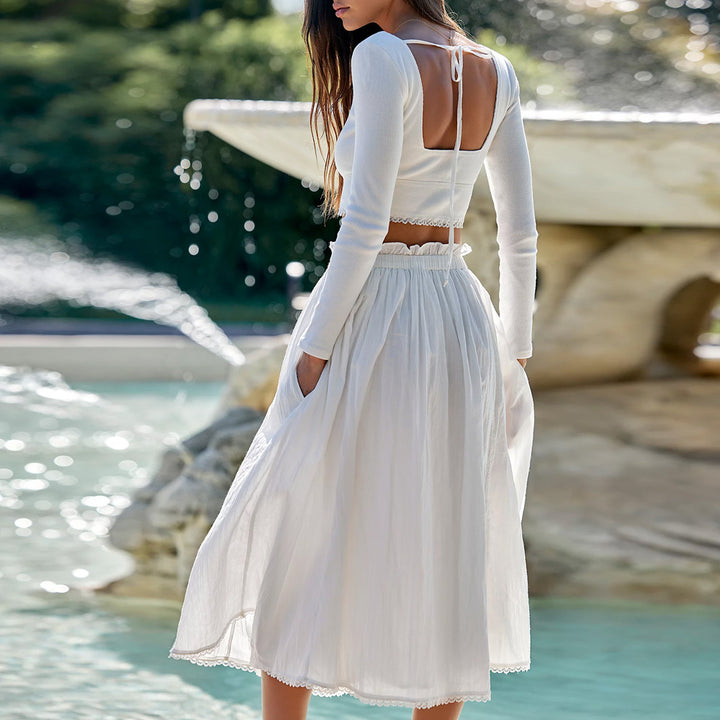 Ladies two-piece with casual crop top and voluminous skirt Lune London