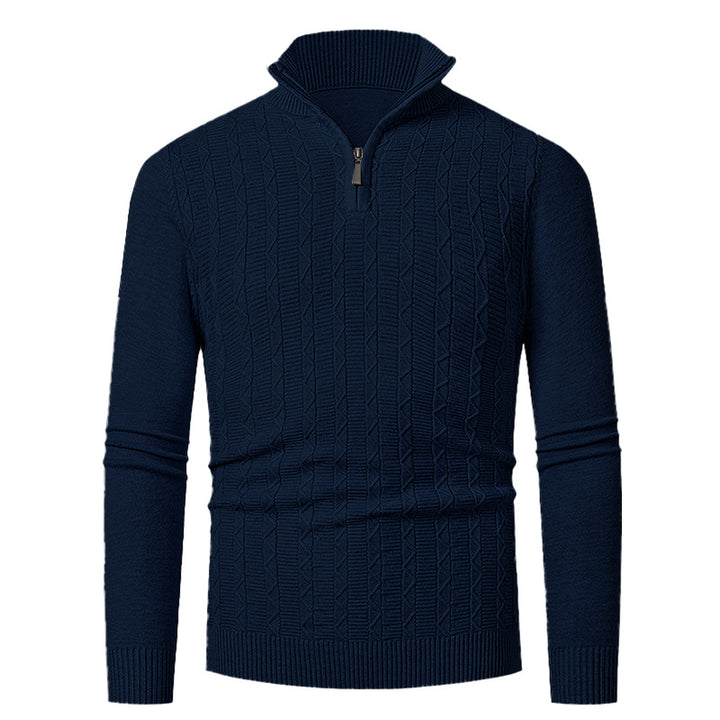 Men's knitted sweater with high collar and lovely cable knit design Lune London