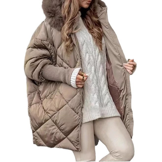 Lady Oversized Padded Jacket with Faux Fur Collar Lune London