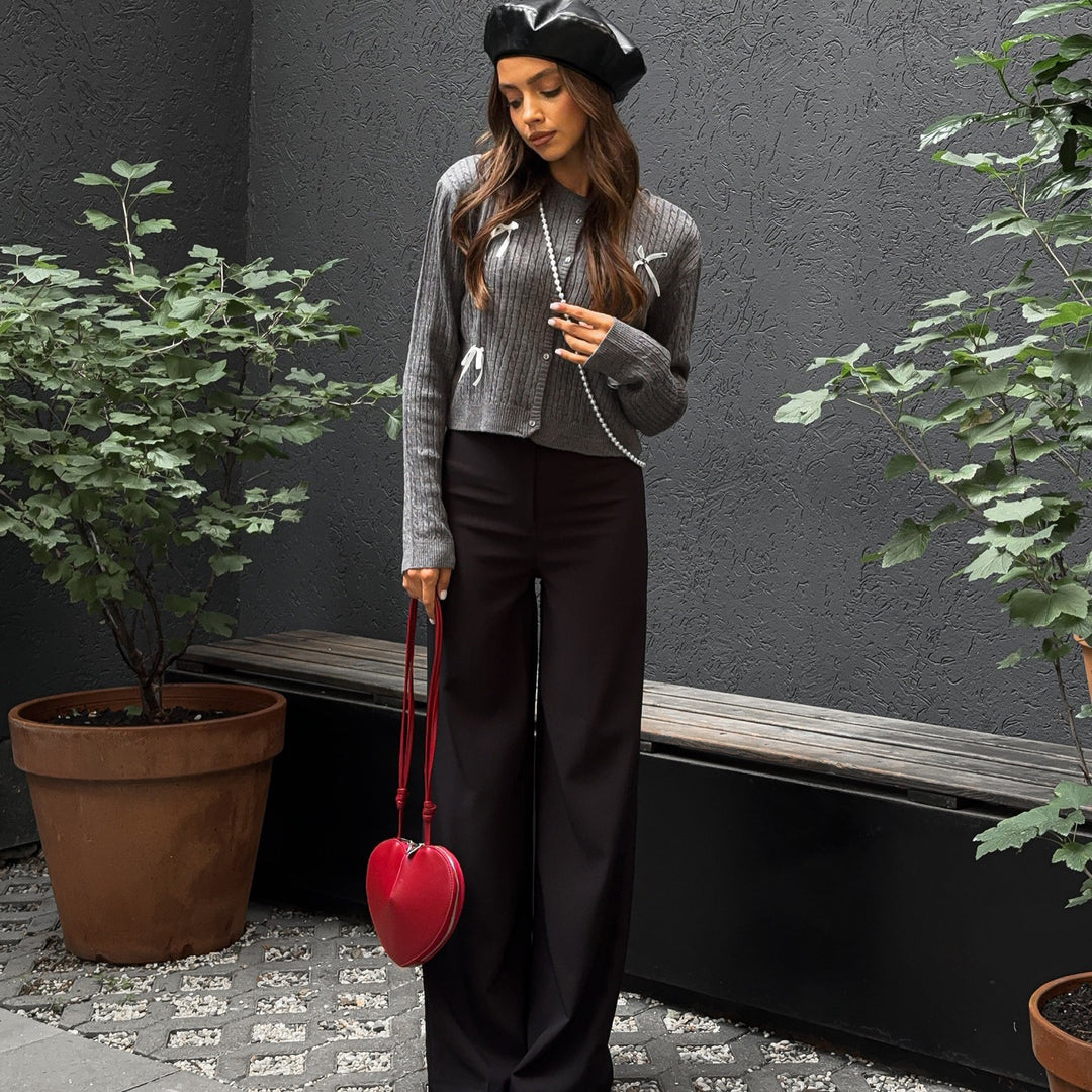 Cropped knit jacket for women with elegant ruffles and trendy details Lune London
