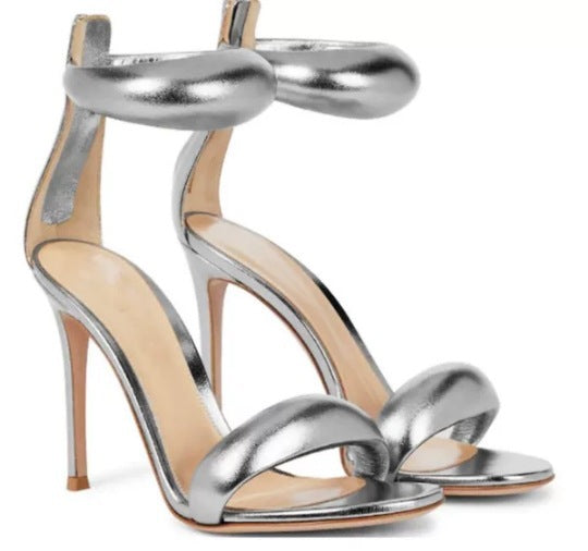 Ladies High Heel Strap Sandals with Anklet Strap Lune London