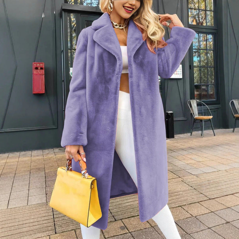 Long fleece coat for women with elegant collar and slim silhouette Lune London