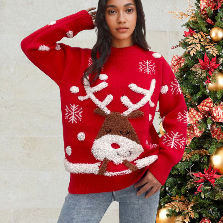 Ladies festive sweater with a cute reindeer pattern Lune London