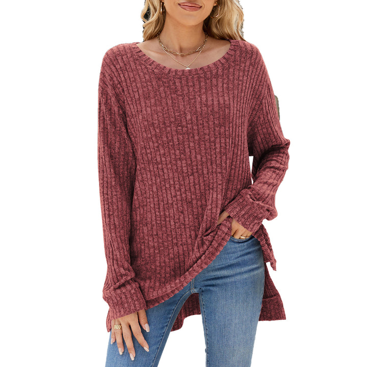 Lune London Ribbed Velvet Long Sleeve Casual T-Shirt for Women