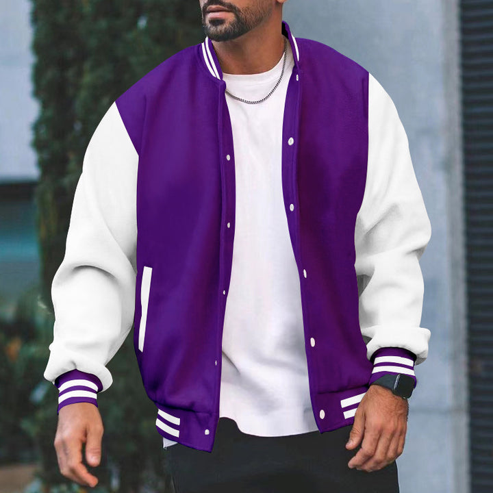 Men's Varsity Jacket with Contrast Sleeves and Side Pockets Lune London