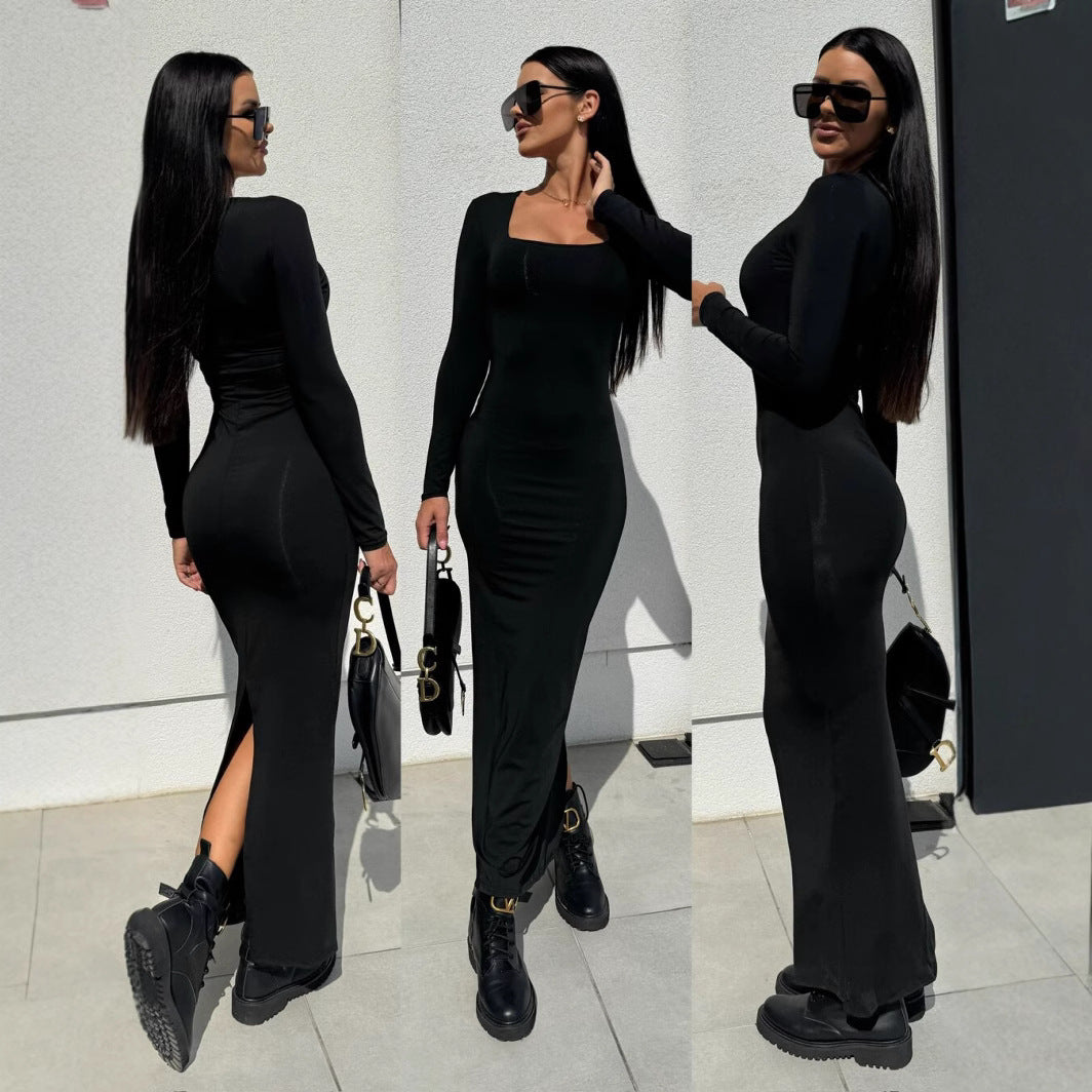 Elegant long sleeve maxi dress for ladies with fitted cut Lune London