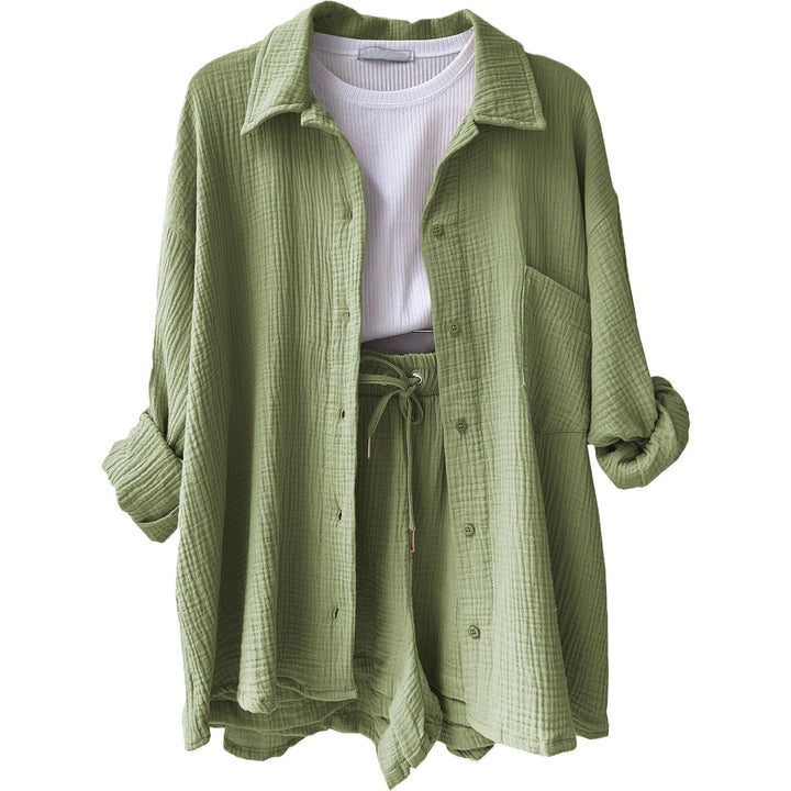 Women Casual Comfort Set Made of Shorts and Oversized Shirt Lune London