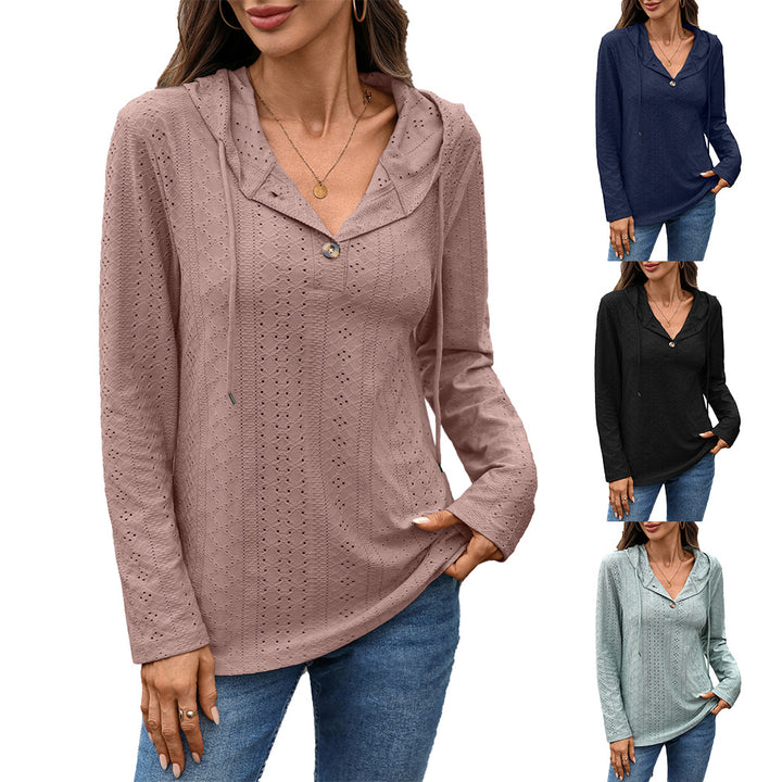 Women’s blouse with a small hole pattern and hood Lune London
