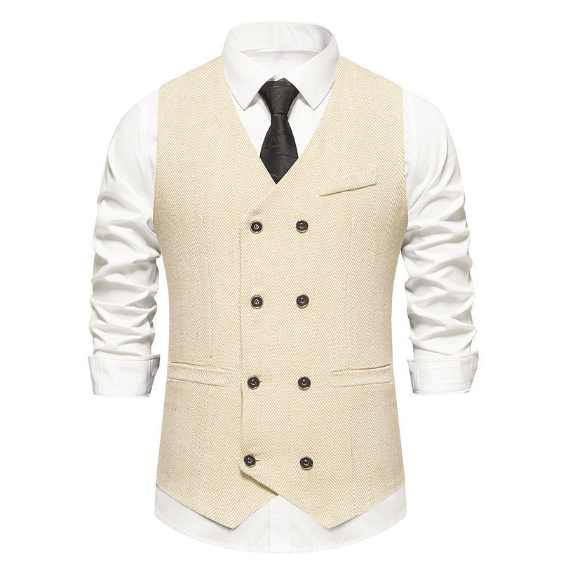 Elegant double-breasted vest for men with textured design Lune London