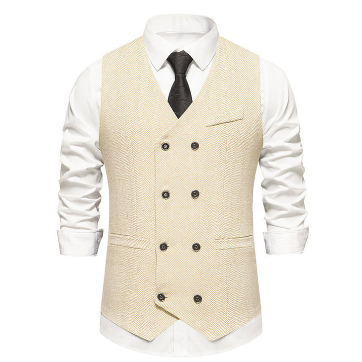 Elegant double-breasted vest for men with textured design Lune London
