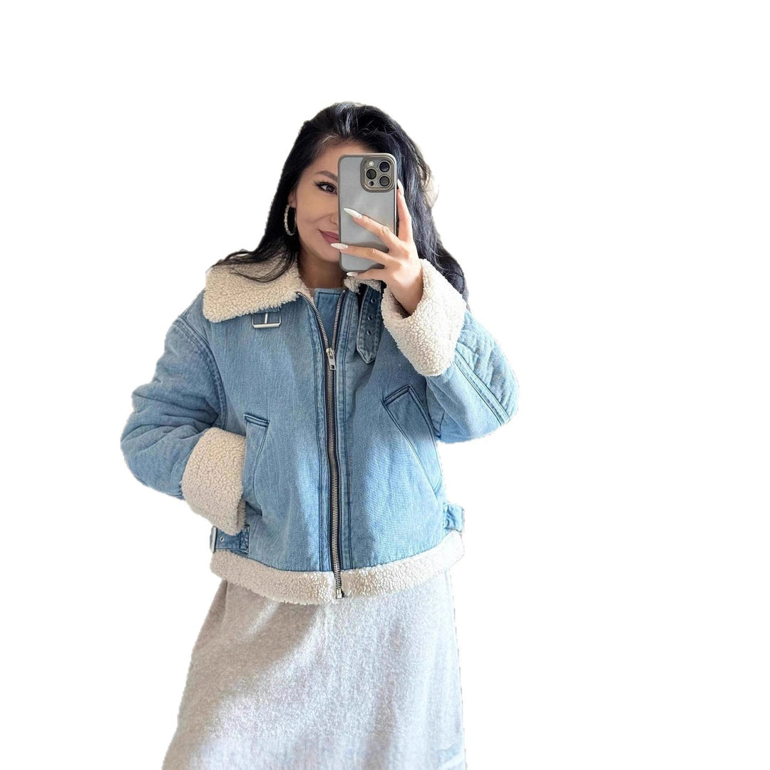 Casual transition jacket for women with faux fur collar Lune London