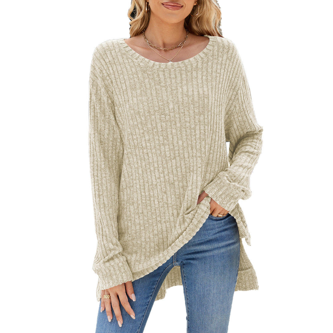Lune London Ribbed Velvet Long Sleeve Casual T-Shirt for Women