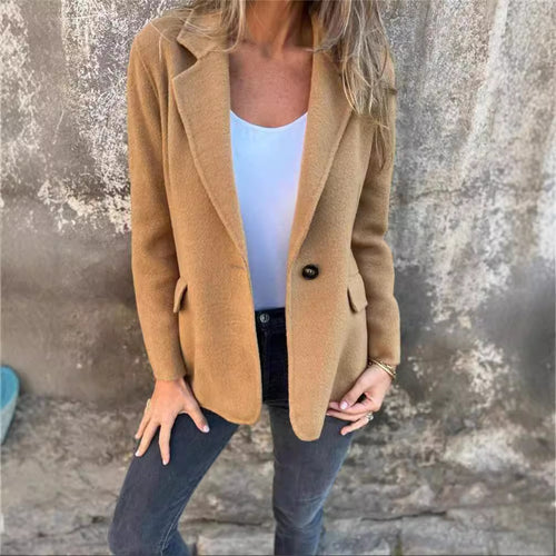 Ladies Elegant Blazer in Warm Fleece Fabric with Practical Pockets Lune London