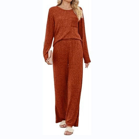 Casual lounge set for women with long sleeve top and wide leg pants Lune London