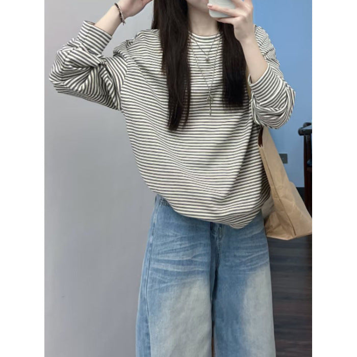 Women's Casual Stripe Long Sleeve Shirt Chic & Stil