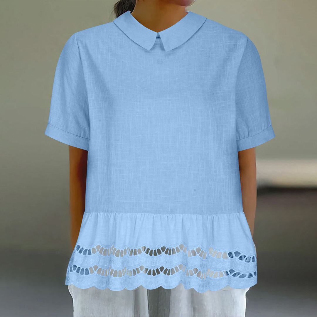 Ladies Chic Peplum Blouse Embroidered Lune London