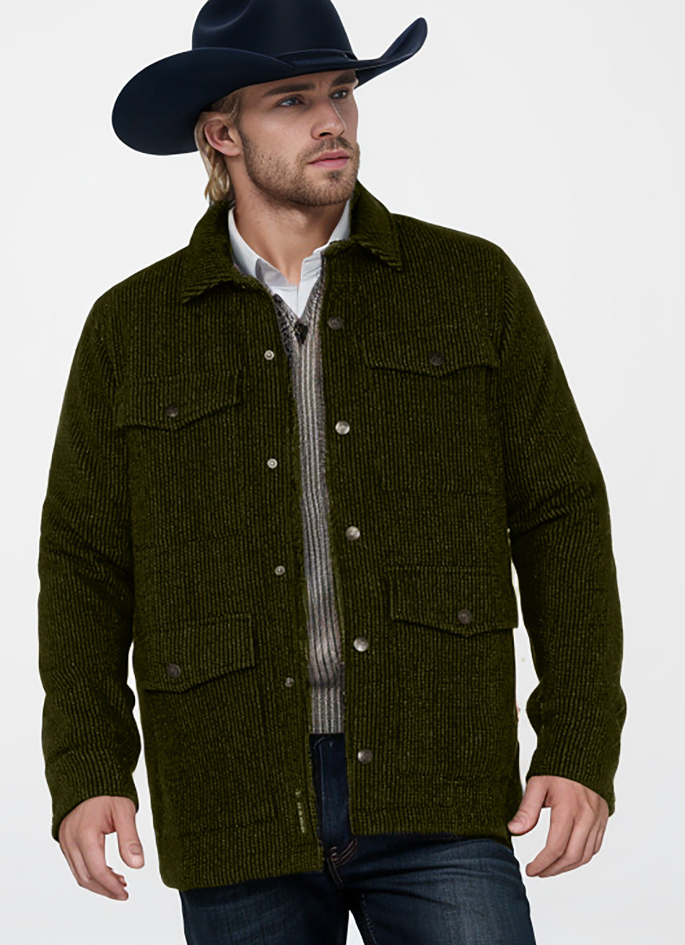 Fashionable flannel jacket for men with double chest pockets Lune London