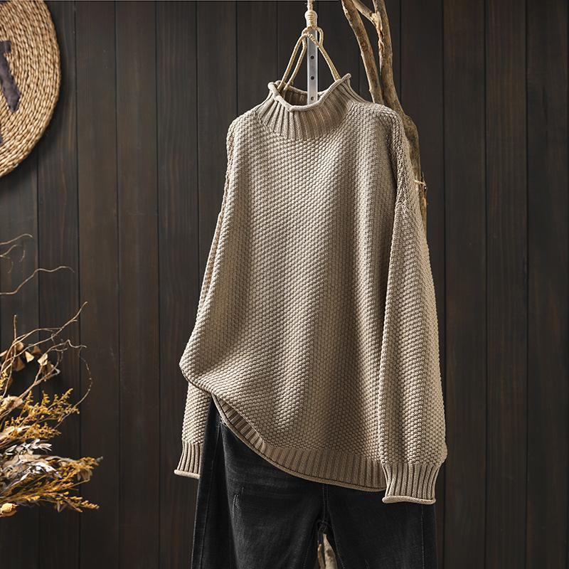 Pull en tricot décontracté pour femmes avec col montant Chic & Stil