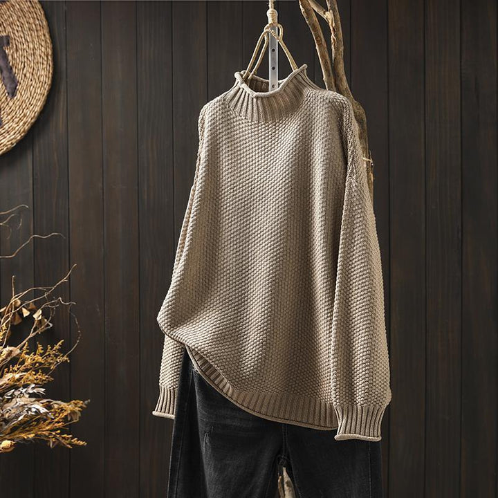 Pull en tricot décontracté pour femmes avec col montant Chic & Stil
