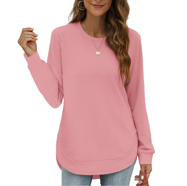Casual women's long sleeve sweater with curved hem Lune London