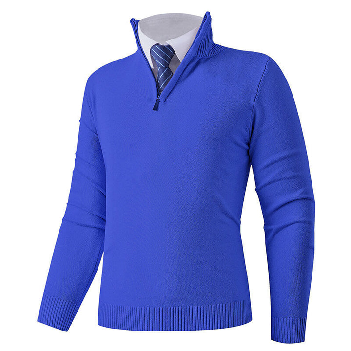 Men's knitted pullover with modern zipper and elastic hem Lune London