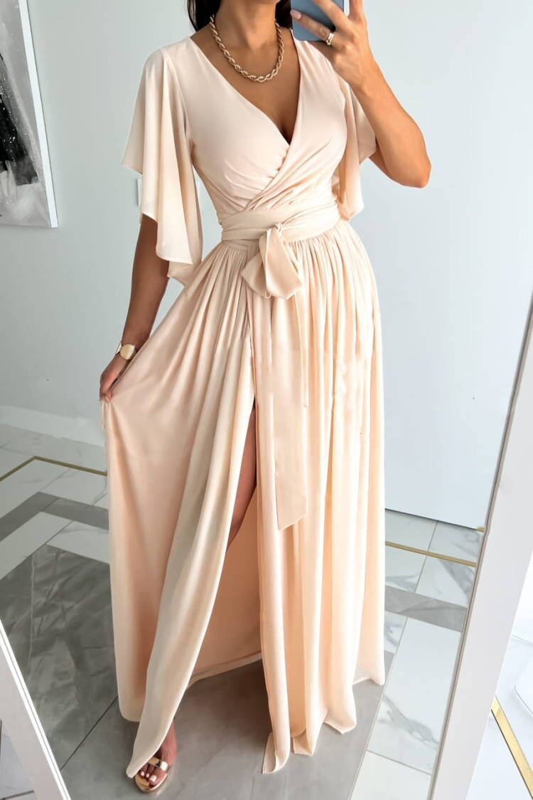 Fluid maxi dress for women with elegant butterfly sleeves Lune London