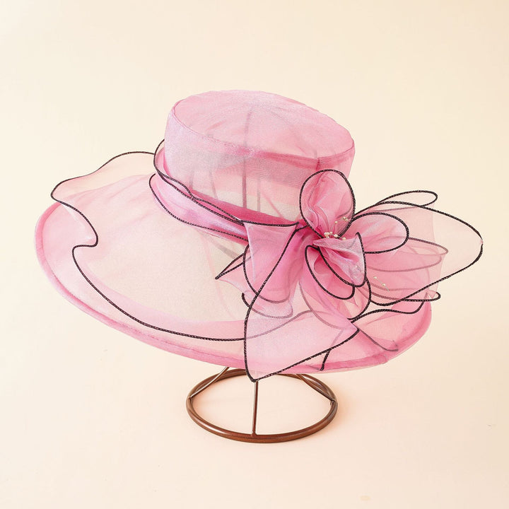 Ladies Elegant Sun Hat with Fine Mesh Structure and Romantic Bow Elements Lune London