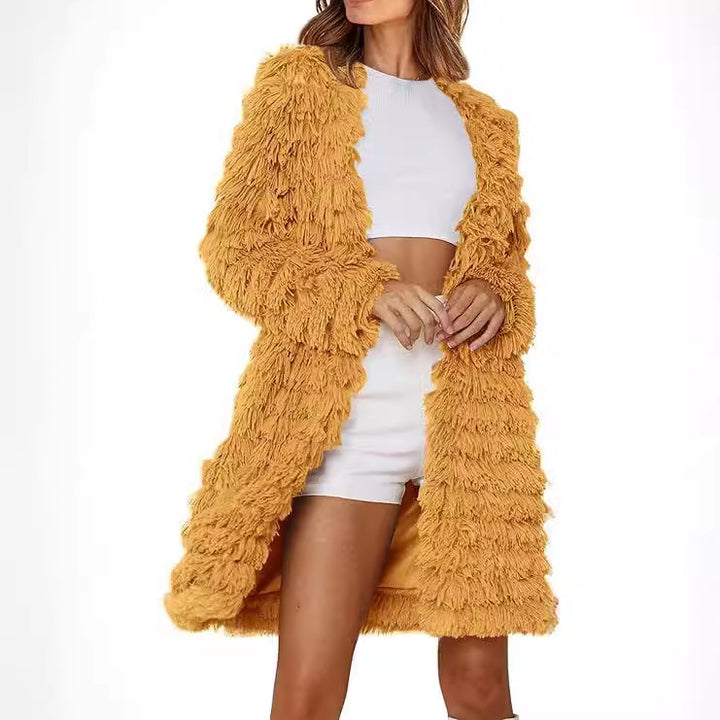 Ladies Fringed Long Coat Lune London