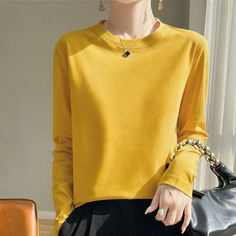 Women Round Neck Long Sleeve Shirt Chic & Stil