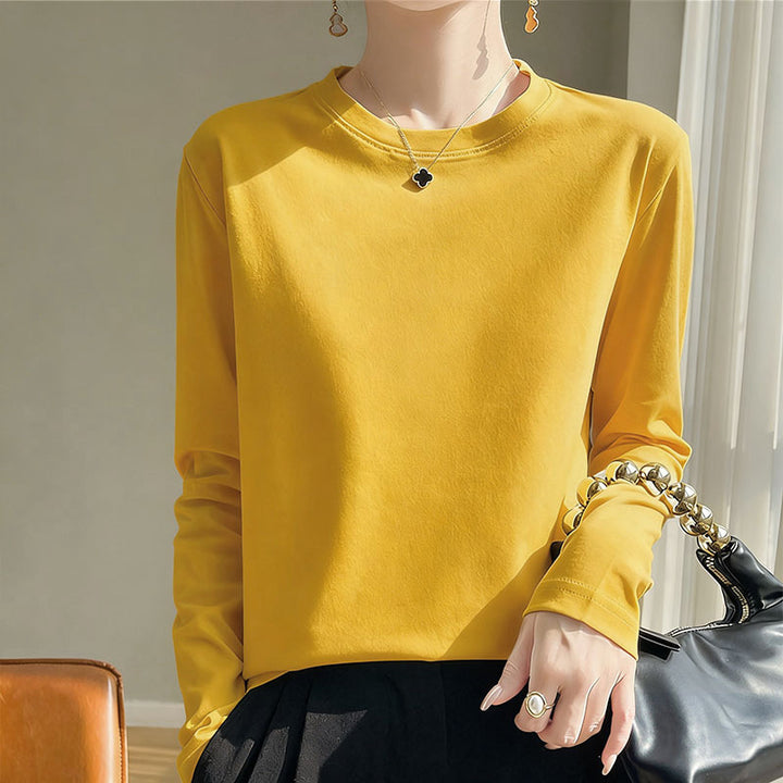Women Round Neck Long Sleeve Shirt Chic & Stil