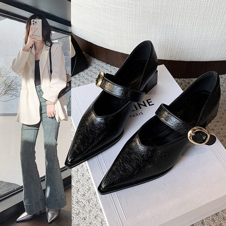 Ladies Elegant Mary Jane Shoes with Fashionable Block Heel and Adjustable Strap Lune London