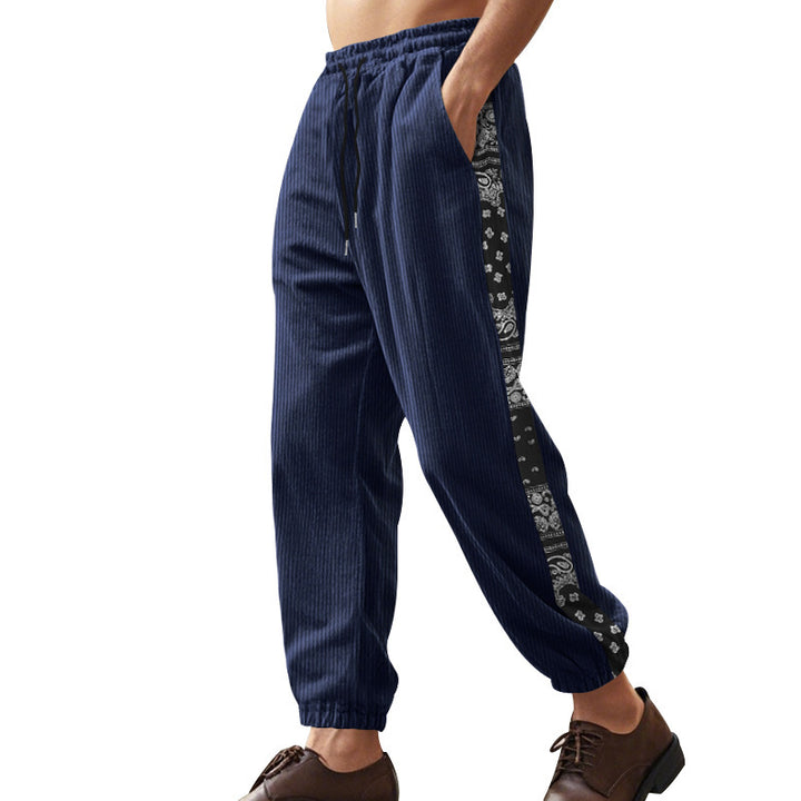 Casual cargo pants for men with elastic waistband and printed side details Lune London