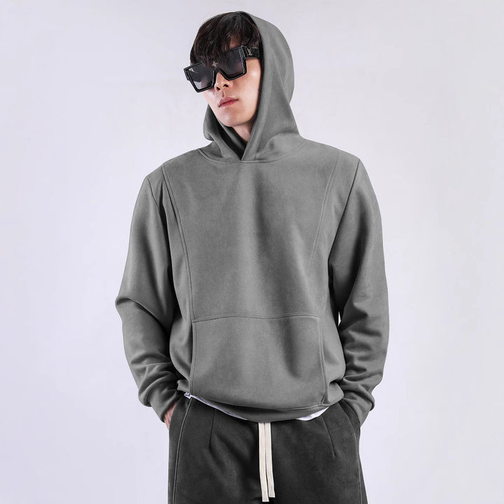 Hooded sweatshirt for men with a practical kangaroo pocket design and a soft inner lining Lune London