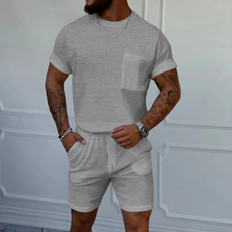 Men's comfortable short-sleeve set with elastic waistband and handy pockets Lune London
