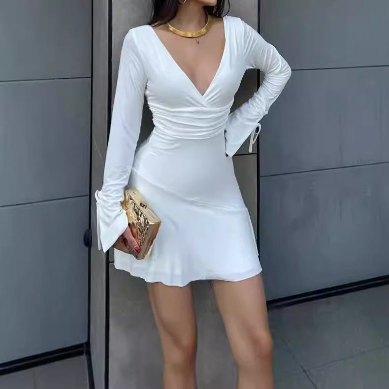 Wrap dress for women with long sleeves and decorative knots Lune London