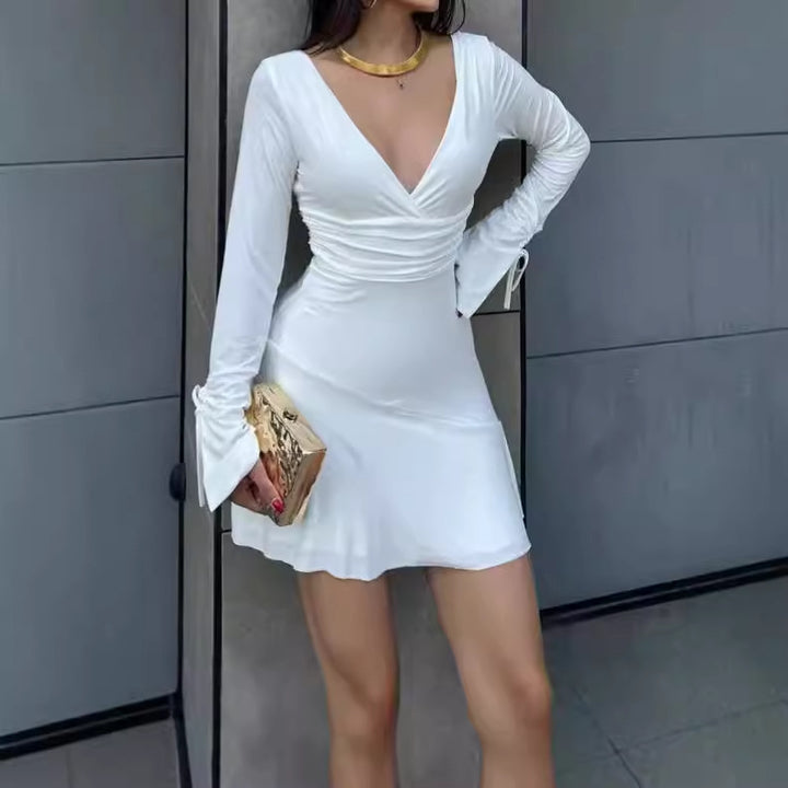 Wrap dress for women with long sleeves and decorative knots Lune London