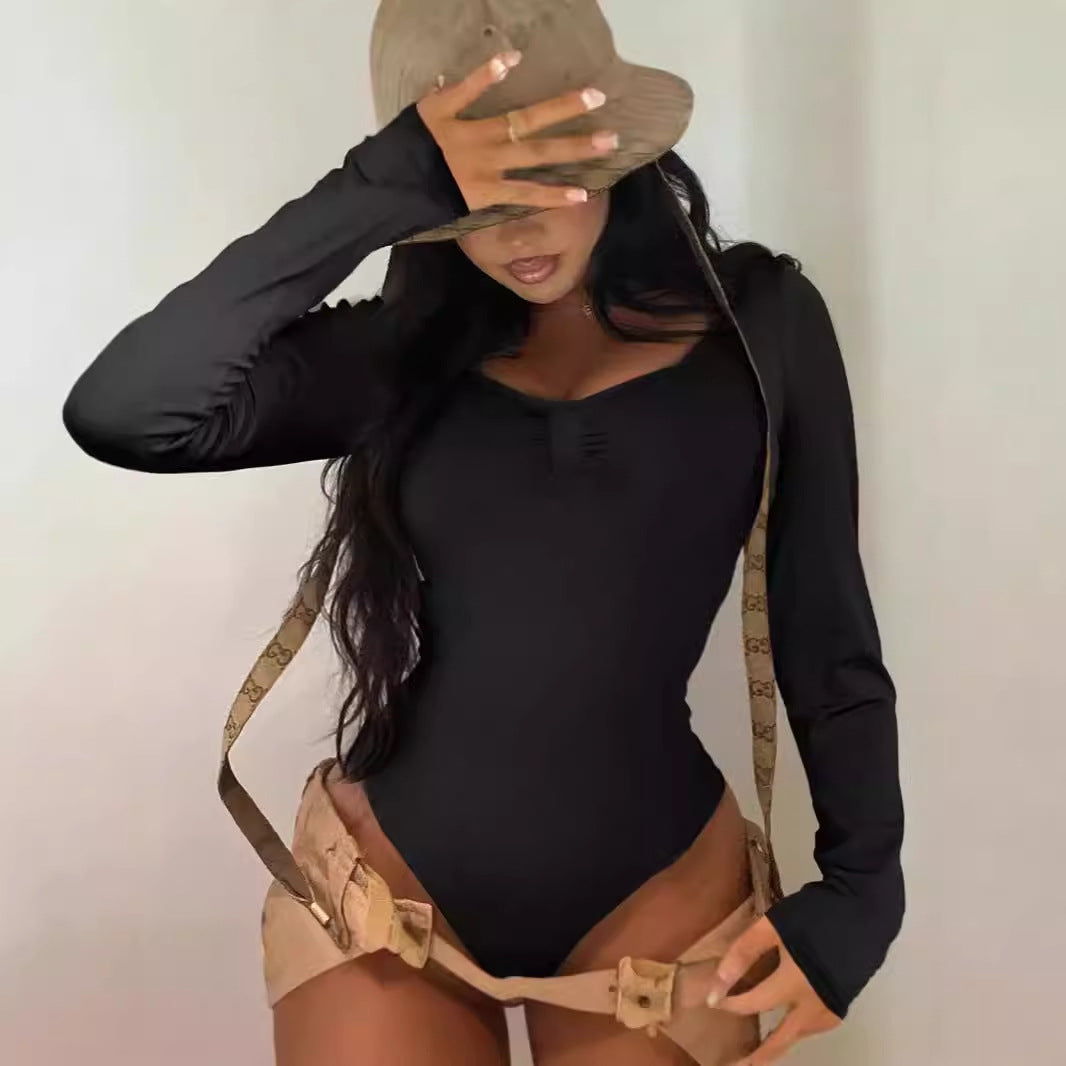 Elegantly tailored long-sleeve bodysuit for women with lace details Lune London